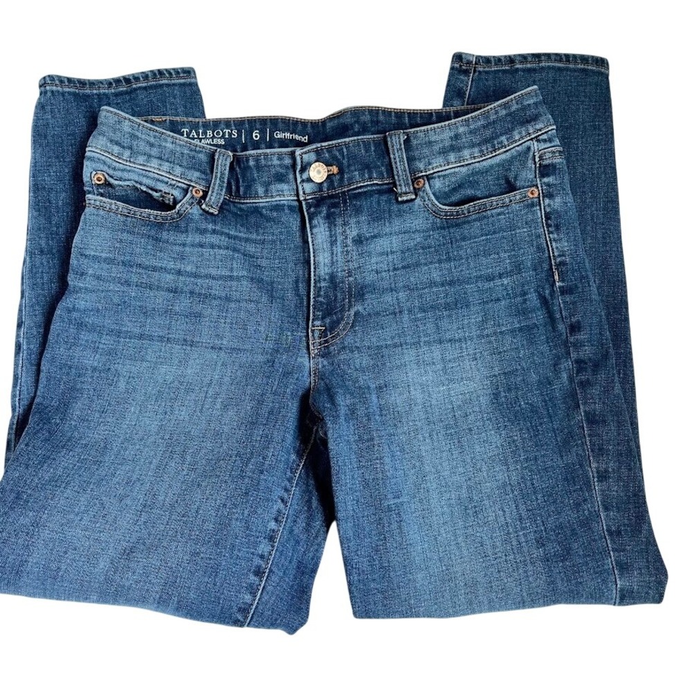 Talbots Girlfriend Jeans Women's 6 Blue Flawless Medium Wash Tapered